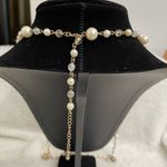 Pearl and rhinestone bow necklaces Gold Photo 4