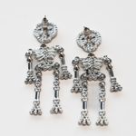 Halloween. Rhinestone Silver Skeleton Earrings. Photo 1