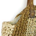 Woven Straw Oval Hobo Shoulder Purse Bag Tan Ivory Beach Travel Zip Closure Photo 8