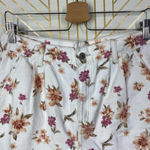 American Eagle  Mom Shorts High Waist Floral Print Cotton Denim White Size 10‎ Photo 3