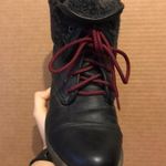 American Vintage BLACK FOLD OVER FAUX FUR LINED LACED BOOTS/BOOTIES Photo 2