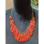 Women's Statement Red Beaded Bib Necklace With Gold Chain And Lobster Claw Lock Photo 1