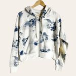 Vintage Havana  White Blue Floral Print Zip Up Cropped Hoodie Size Small Photo 2