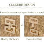Straw Clutch Purses Women Summer Beach Handbags Boho Woven Khaki With Chain Photo 2