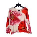 C by Bloomingdales Cashmere Sweater Floral Print‎ Ivory Red Pink Womens L White Size L Photo 7