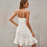 Source Unknown Boutique Boho White Jacquard Ruffle Mini Dress‎ Size Small Photo 1