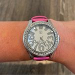 NY&CO Bright Pink Leather Band Watch w/ Rhinestone Face Photo 0