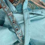 NWT Lafee Jasmine FORMAL PARTY Halter Sequin Blue Paisley Dress SZ 12 TROPICAL Photo 11