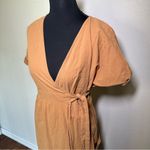 Urban Romantics  Tan Midi Wrap Dress with Pockets Photo 3