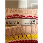 Kaily K NEW Crochet Cap Sleeve Sweater Yellow Pink Chevron Pattern XL Photo 3