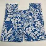 J. McLaughlin Newport Capri Pants Blue White Tropical Monstera Size M Photo 11