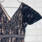 BB Dakota Black Floral Lace Tan Lining Sleeve Overlay Flare Dress Womens 4 NWT Photo 4