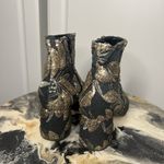 Tapestry Brocade Gold Sequin Leather Soled Boots Size 8.5 Photo 4