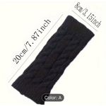 Women’s Cable Knit Fingerless Gloves Black One Size Photo 3