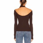 Jonathan Simkhai Leah Ribbed Cable Knit Wool Blend Sweater Chocolate Brown Size M Photo 4