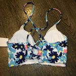 Splendid Room To Bloom Blue Floral Racerback Bikini Top Size Small NWT Photo 3