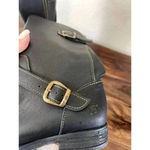 BORN BLACK LEATHER BOOTS Military Style Zipper Buckle Women 6.5 Medium Photo 8