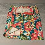 Loft  Pink and Blue Knee-Length Pencil Skirt tropical print pink birds size 12 Photo 4