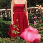 Reformation Red Strapless Flared Mini Dress Photo 1