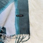 Abstract Patterned Blue and Yellow Wool Blend Pashmina Scarf Photo 2