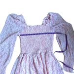 Allison New York Printed Smocked Mini Dress Long Sleeves Square Neck Pink Medium Photo 4