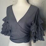 Haute Monde Ruffle Wrap Blouse — Bold Sleeves, Luxe Texture. Photo 8