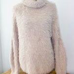 EXPRESS Blush Pink Plush Oversized Turtleneck Photo 0