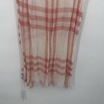 Charming Charlie  Pink & White Stripe Plaid Fringe Long Rectangle Scarf Preppy Photo 2