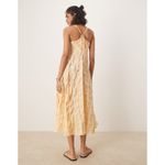 Free People NWT  Via Dress Womens Large Gingham Cotton Midi Yellow Shirt Sundress Photo 2