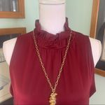 Tyche NWT  Burgandy Silky Ruffle Neck Sleeveless Dress Large L Photo 1