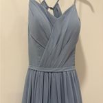 Azazie  Light Blue Maxi Bridesmaid Dress Photo 2