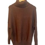 Women's Turtleneck Brown Sweater Medium Ribbed Knit Pullover Oversized Casual Photo 1