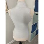 Bebe White Silver Metallic Sleeveless Turtleneck Shirt Tank Top M Y2K Futuristic Photo 2