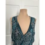 LC Lauren Conrad Dress Sleeveless Tie Neck Tiered Skirt Forest Green Floral Sz S Photo 1