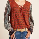 Anthropologie sz S Womens Patrons of Peace Crochet Tassle Flare Sleeve Top Boho Photo 0