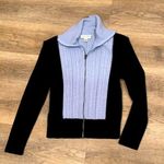 St.John Sport by Marie Gray Cardigan Sweater Navy blue and light blue Knit ZipUp Photo 0