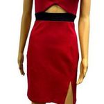 Guess  Cut Out Red Black Formfit Bodycon Slit Front Above the Knee Dress Womens 2 Photo 1