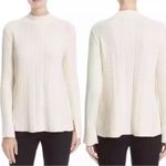 Theory  Cream Friselle Plumose Cable Knit Sweater Small Medium Neck Wool Stretch Photo 3