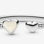 Pandora Beaded Two Hearts Open Ring  Photo 0