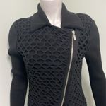 White House | Black Market  BLACK honeycomb zipper sweater small NEW Photo 1