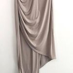 Mystic New Asymmetric Halter Bodycon Dress Twisted Wrap Neck Sleeveless Taupe Photo 7