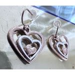 Handmade Heart Earrings Valentine' s Open Cut Triple Designs Dangle Hoo… Photo 5