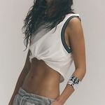 Free People #11 NWT Don't Sweat It Muscle Tank in White Photo 1