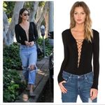 Alexander Wang  Black Lace-Up Bodysuit Photo 1