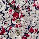 Coldwater Creek  Women's Gray and Red Structured Button Up Top‎ Size Petite 6 Photo 2