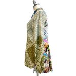 Aratta Silent Journey Button Down Shirt Floral Blouse Paisley Top Green Size M Photo 5