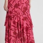 MISA Los Angeles Kalani Skirt Graphic Floral Pink Red Midi Skirt Small Photo 1