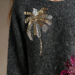 Floral Sequin Gray Sweater Photo 1