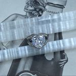 TK316 Stainless Steel Cubic Zirconia Heart Ring Size 5 Silver Photo 3