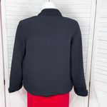 Chico's  Textured Silk Mandarin Collar Open Front Bomber Jacket Black Large 12 Photo 3